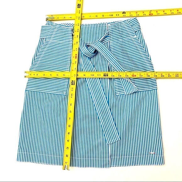 Tommy Hilfiger Wrap Nautical Blue White Stripes Printed Belted Skort Sz 2 NWOT - Picture 10 of 12